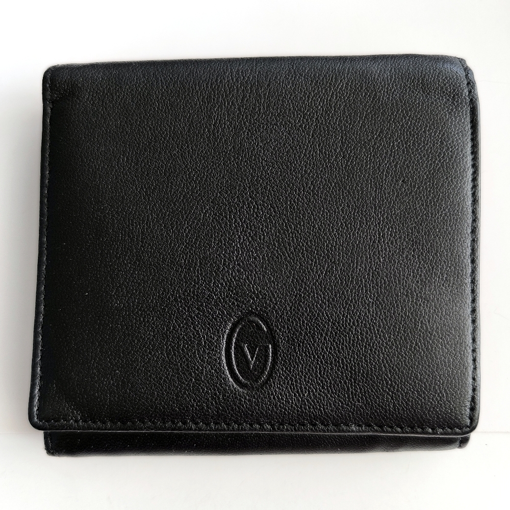 Men's Bifold Wallet Gianni Valentino Black Leather Multiple Compartments
